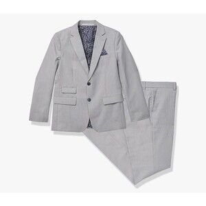 Isaac Mizrahi Boys' Slim-fit Birdseye Suit Size 12 Light Gray New With Tags